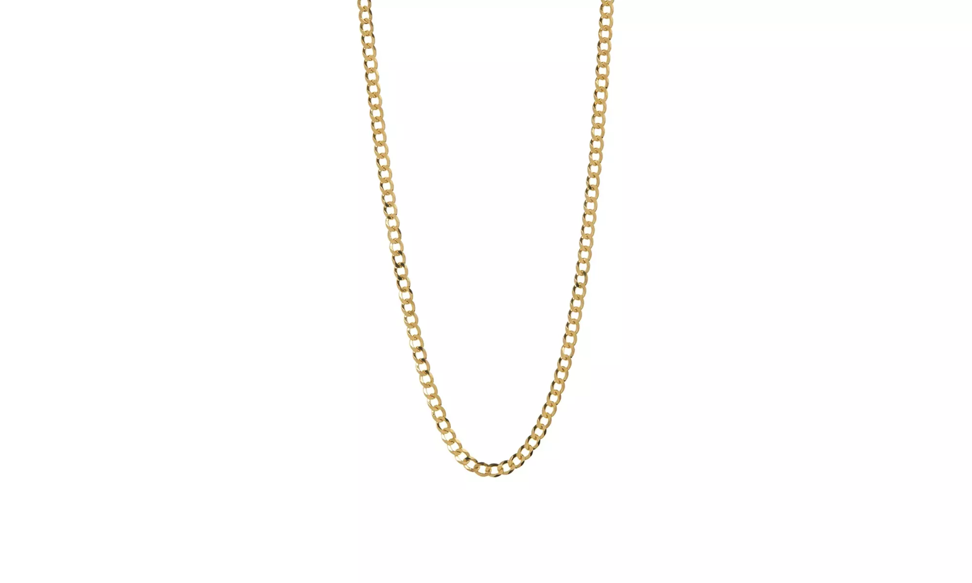 Men's Necklace 3MM Cuban Chain in 18K Gold or Rhodium ptd Sterling Silver