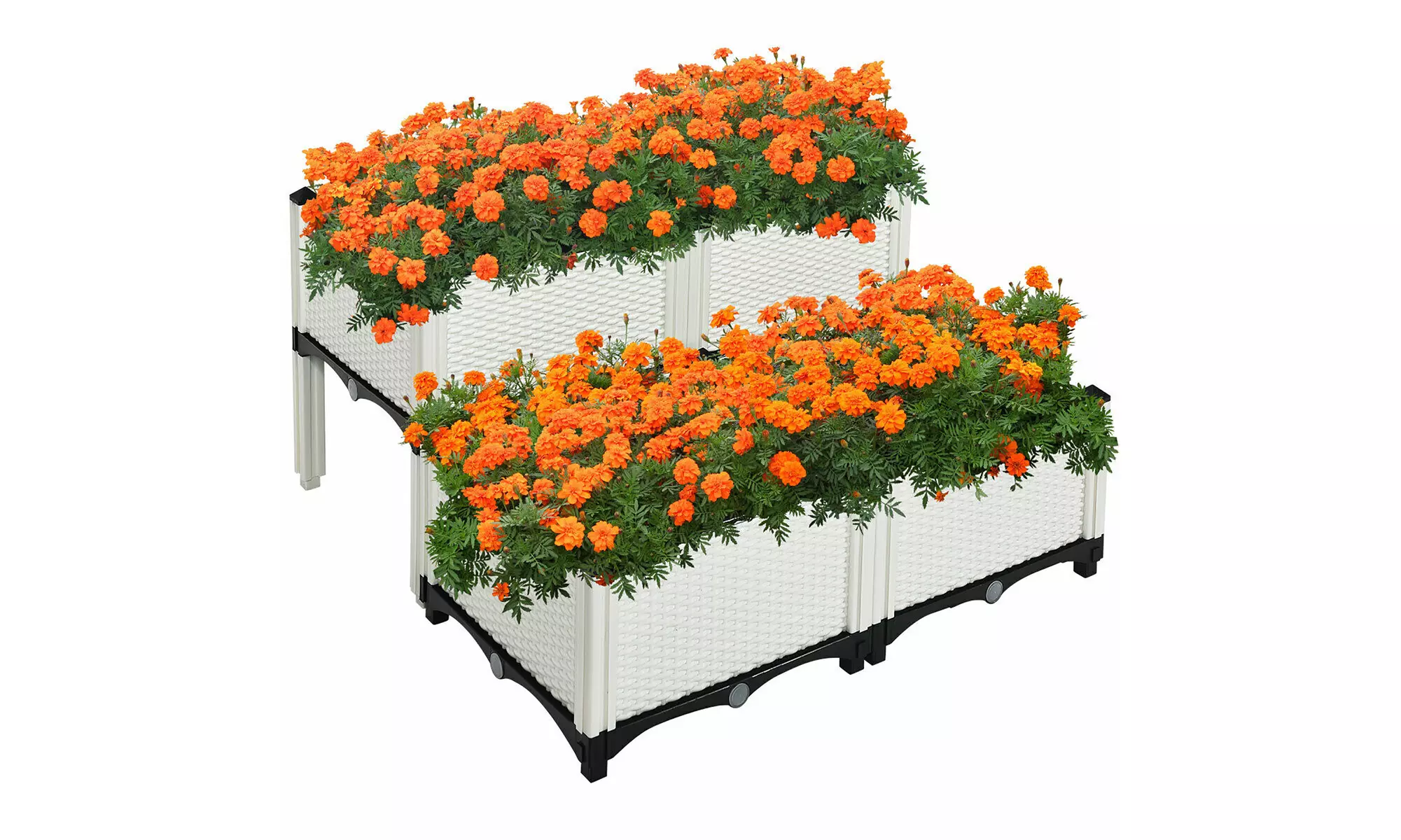 Costway Set of 4 Raised Garden Bed Elevated Flower Vegetable Herb Grow Planter