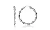 Sterling Silver 3mm Twist  Polished Hoop Earrings, 35mm