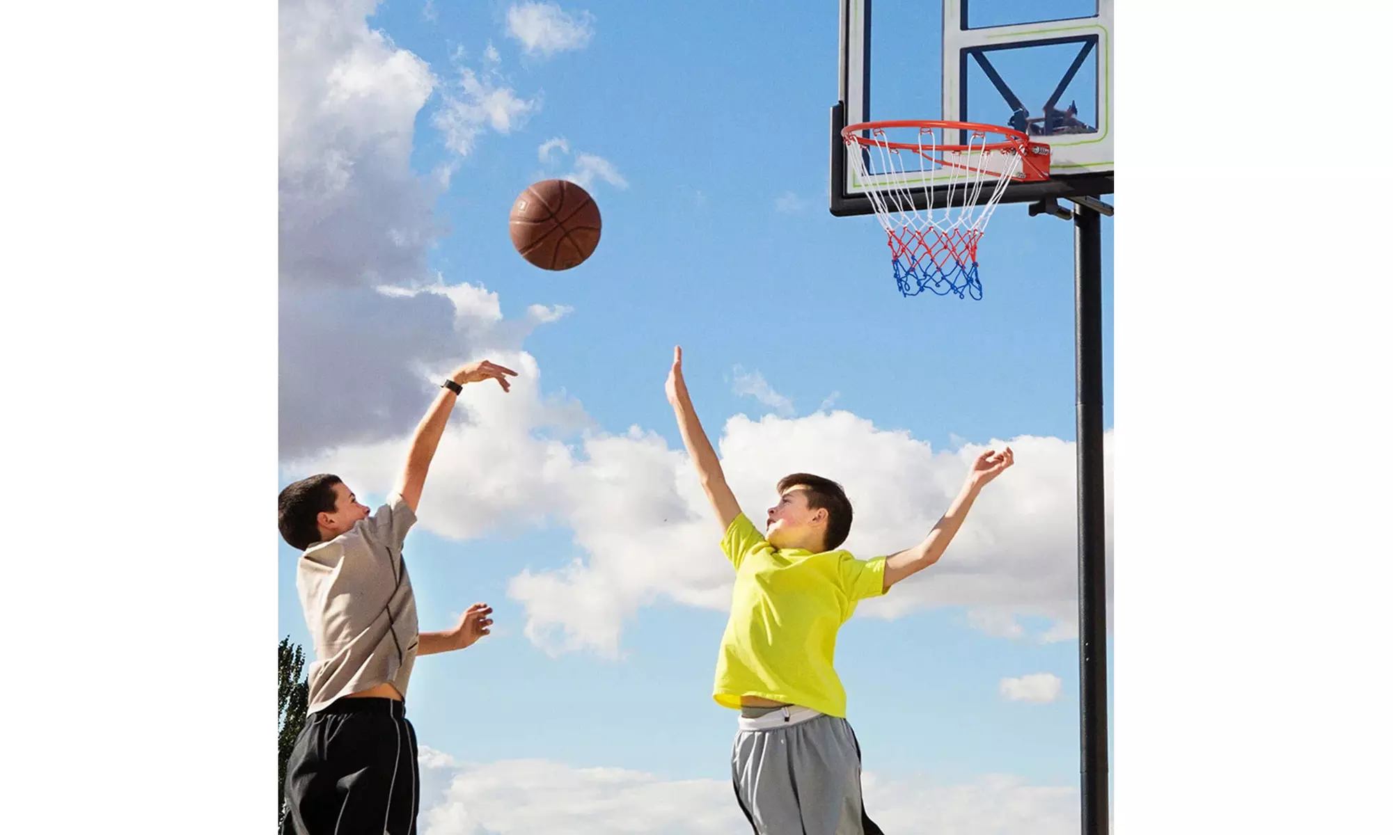 Costway 18" Basketball Rim Wall Door Mounted Basketball Hoop with Net
