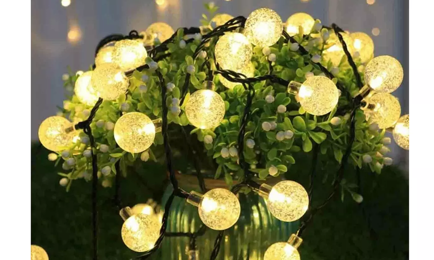 LED Solar String Ball Lights Outdoor Waterproof Garden Yard Decor