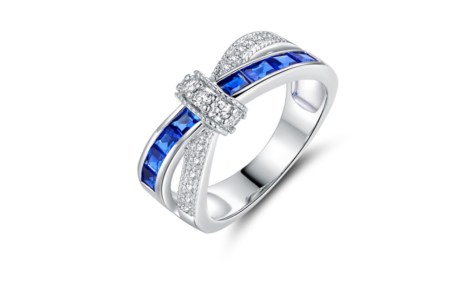 Special Sapphire Princess Cut Crossover Ring