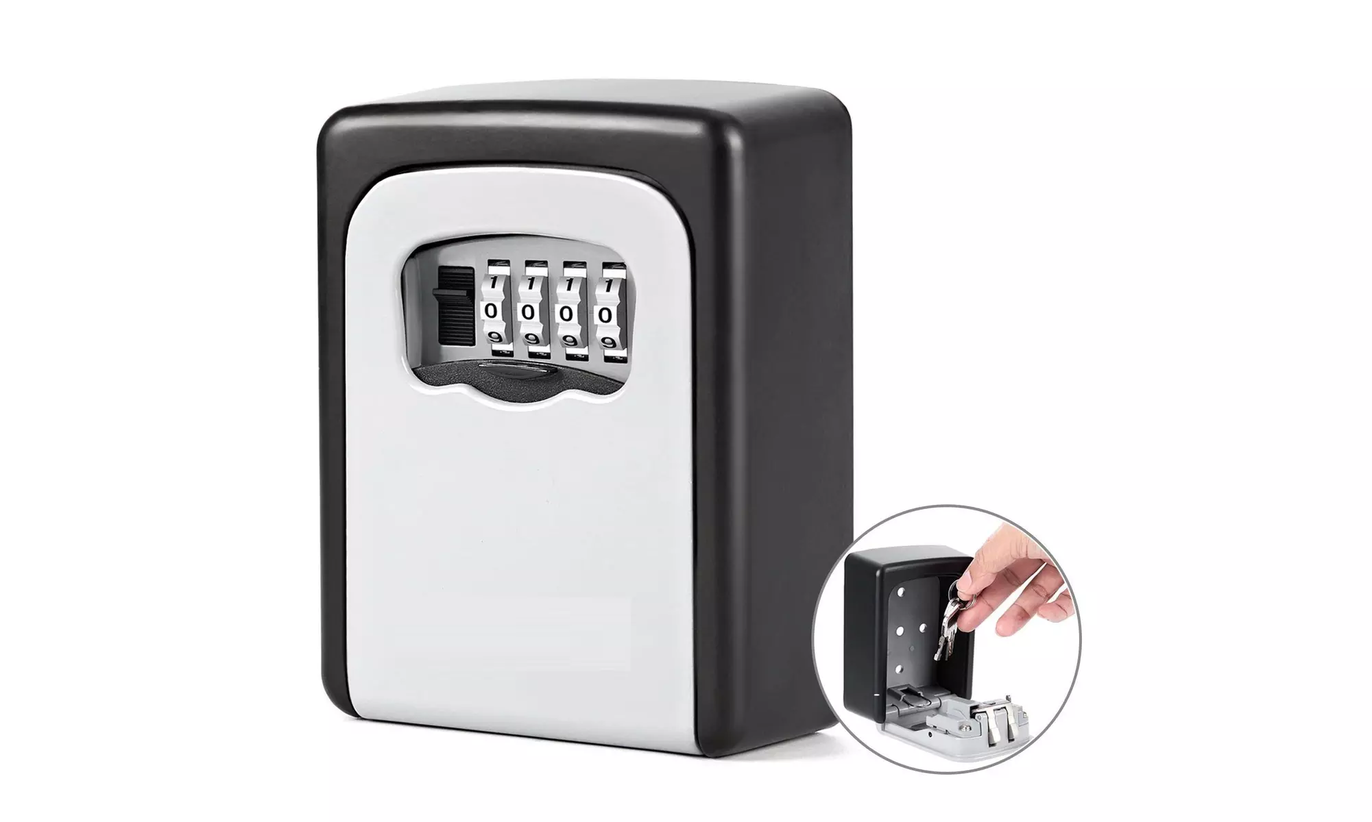 4-Digit Combination Lock Box, Wall Mounted Stainless Steel Key Safe Box - Second Medium
