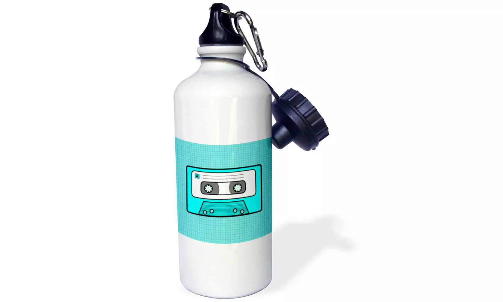  Water Bottle Cute Cartoon Mixtape Design on Blue Retro Mix Tape  - Primary Image