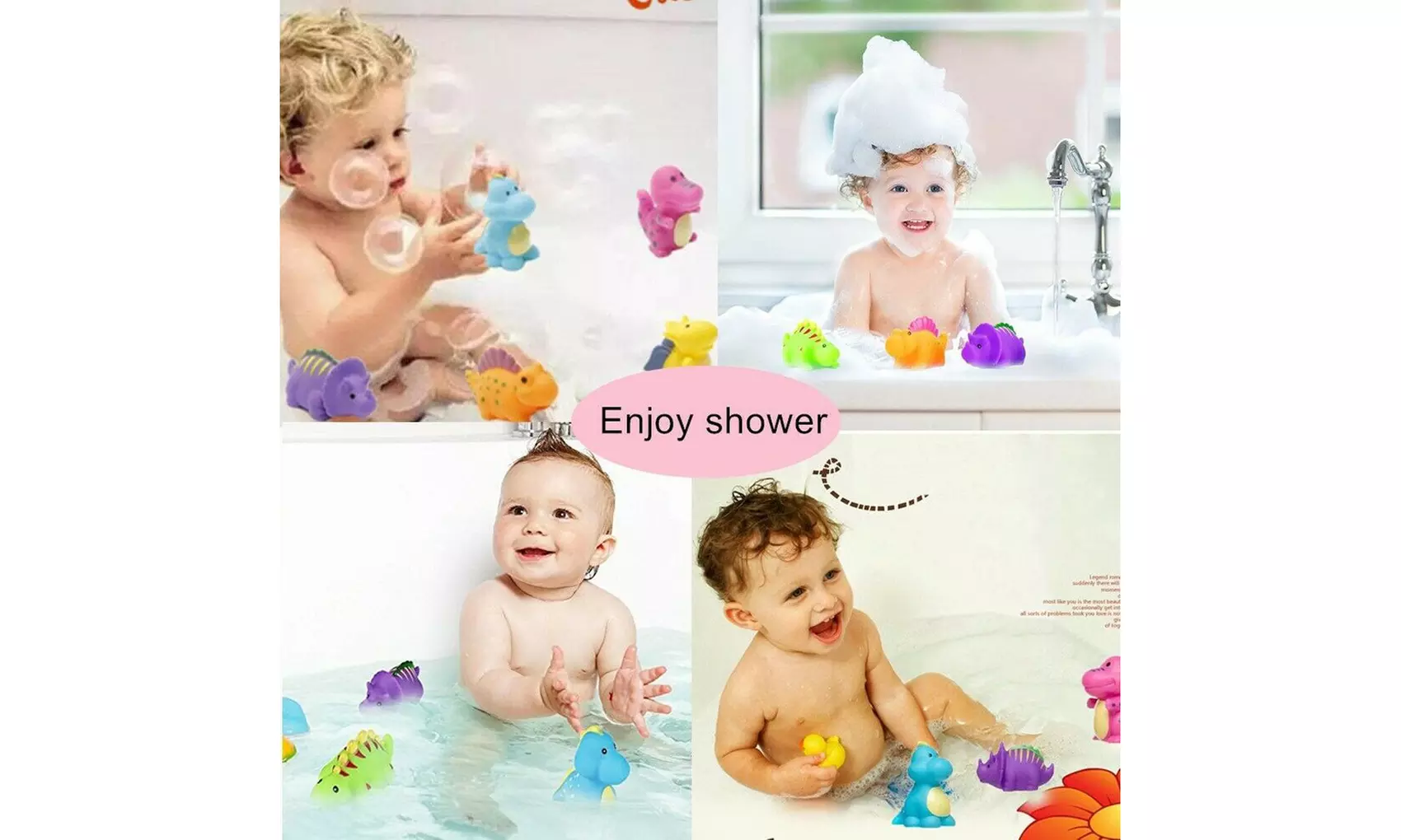 6 Baby Bathroom Toys Set With Water Gun Fun Dinosaur Bathroom Toys - Second Medium