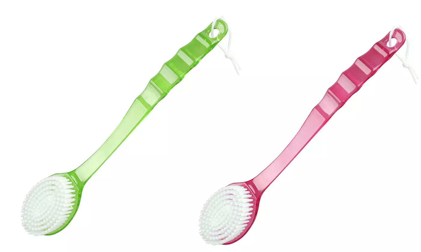 2-Pack Long Handle Medium Stiff Bristles Back Brush Scrubber for Bath 