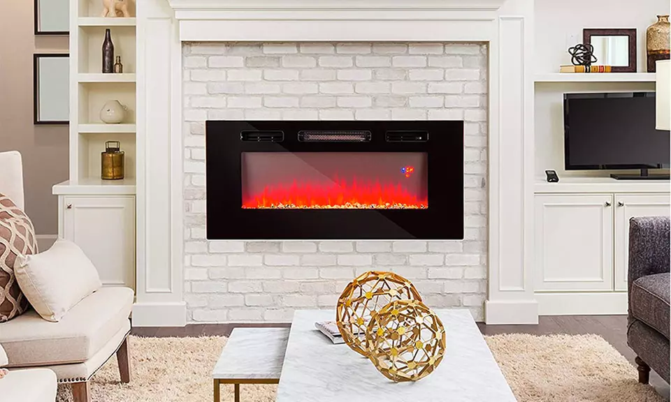 1500W 50in Electric Fireplace Heater Recessed and Wall Mounted - Primary Image
