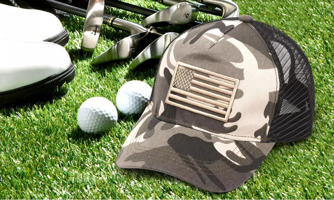 3D Embossed Logo American Flag Baseball Cap Trucker Hat