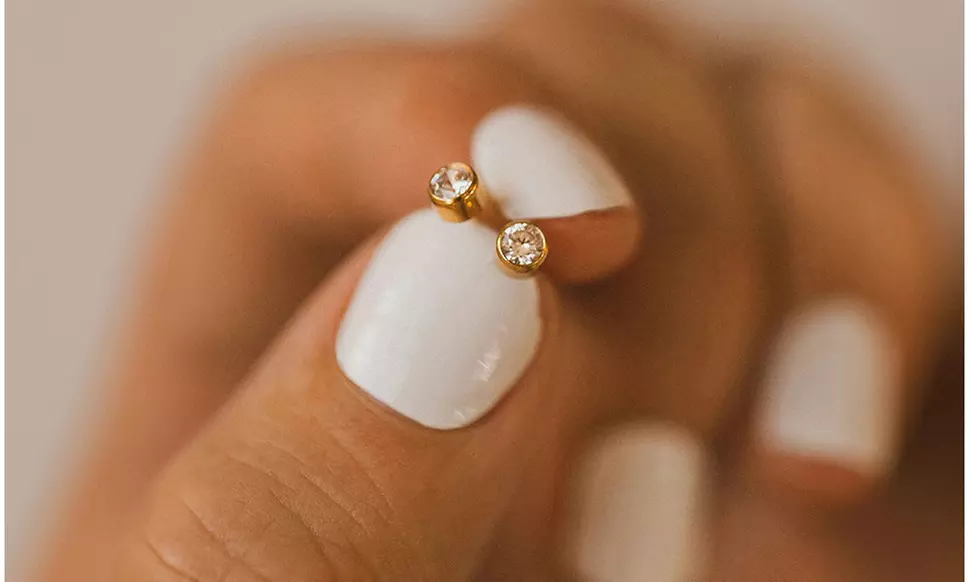 4mm Birthstone Stud Earrings in 14K Gold Plated Stainless Steel, 12 Colors
