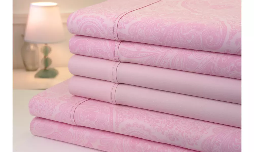 Bibb Home Paisley Print 1200 Thread Count Cotton Rich Sheets Set (6pc)