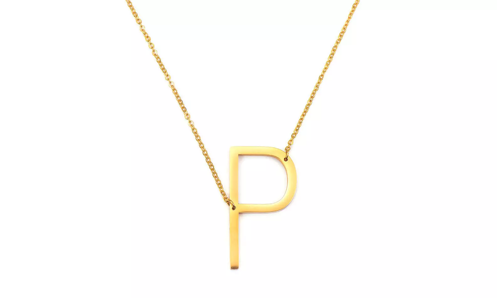 LESIES Big Letter Necklace Stainless Steel Initial Pendant