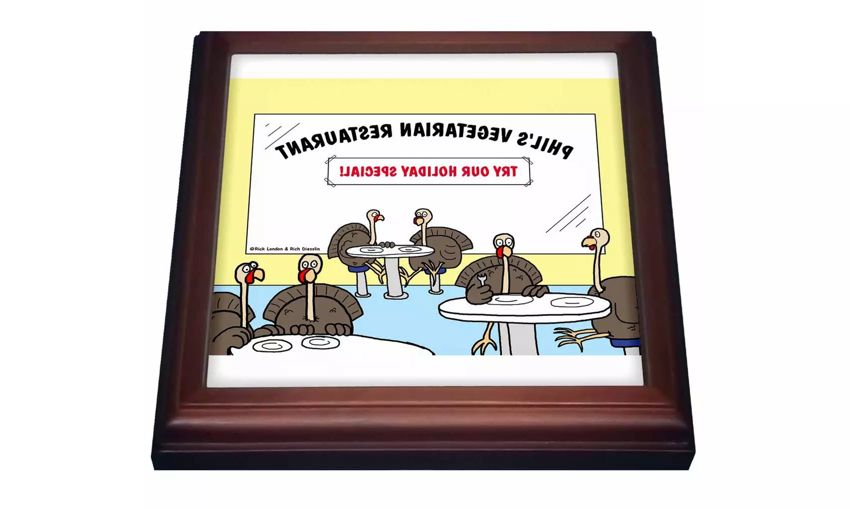  Trivet with Tile Turkeys at a Vegetarian Restaurant - Primary Image