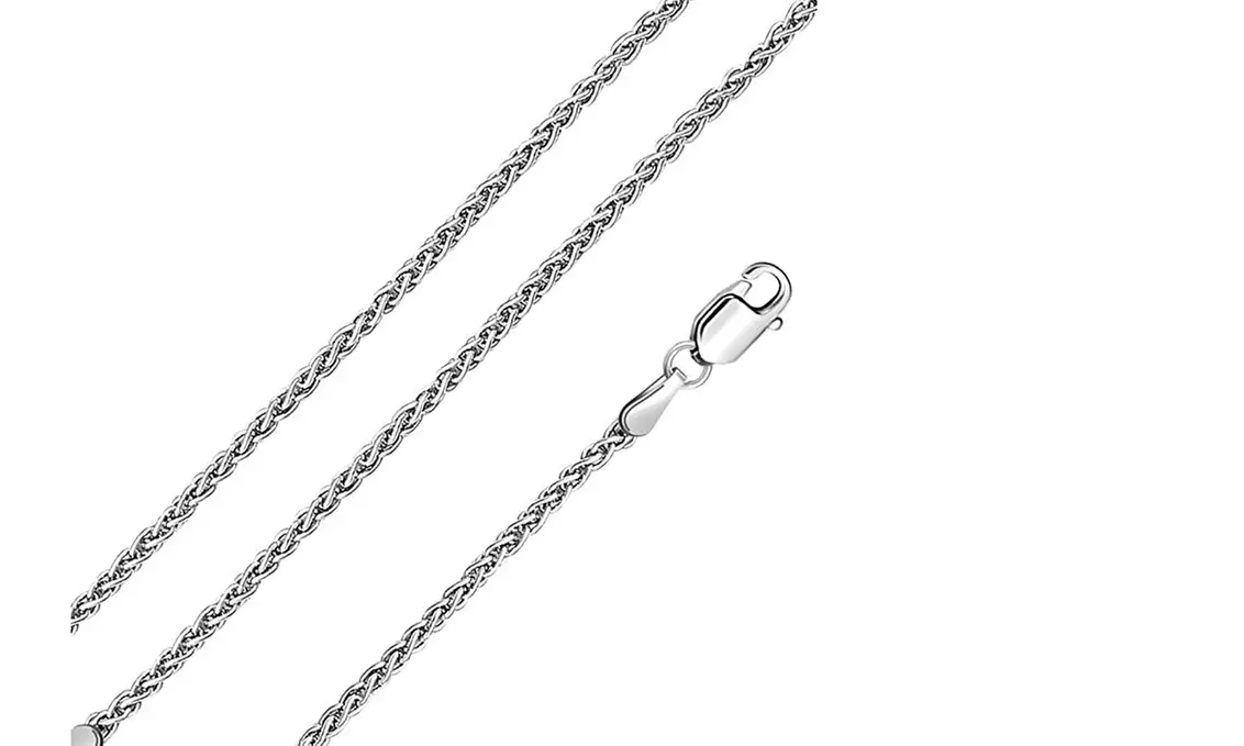 Italian 925 Sterling Silver 2MM Spiga Chain Necklace