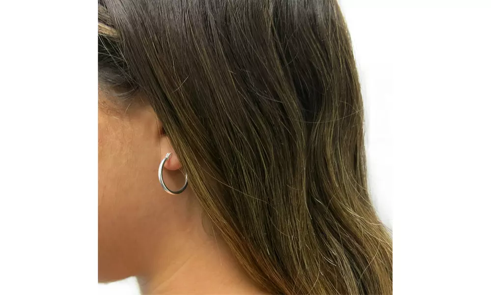 Solid sterling Silver 25mm Classic French Lock Hoops