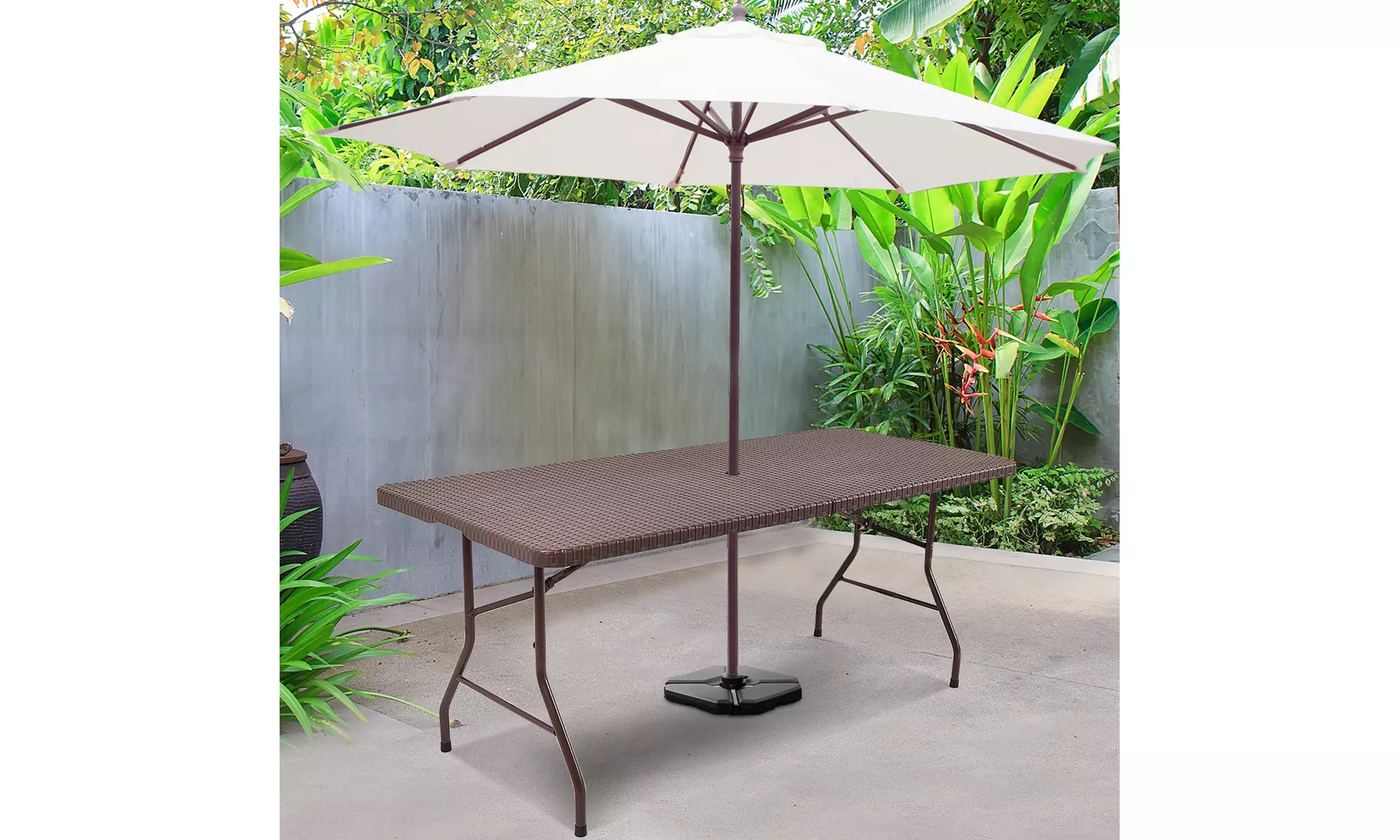 6' Folding Table Rattan Portable Indoor Outdoor Picnic Party Dining Camping