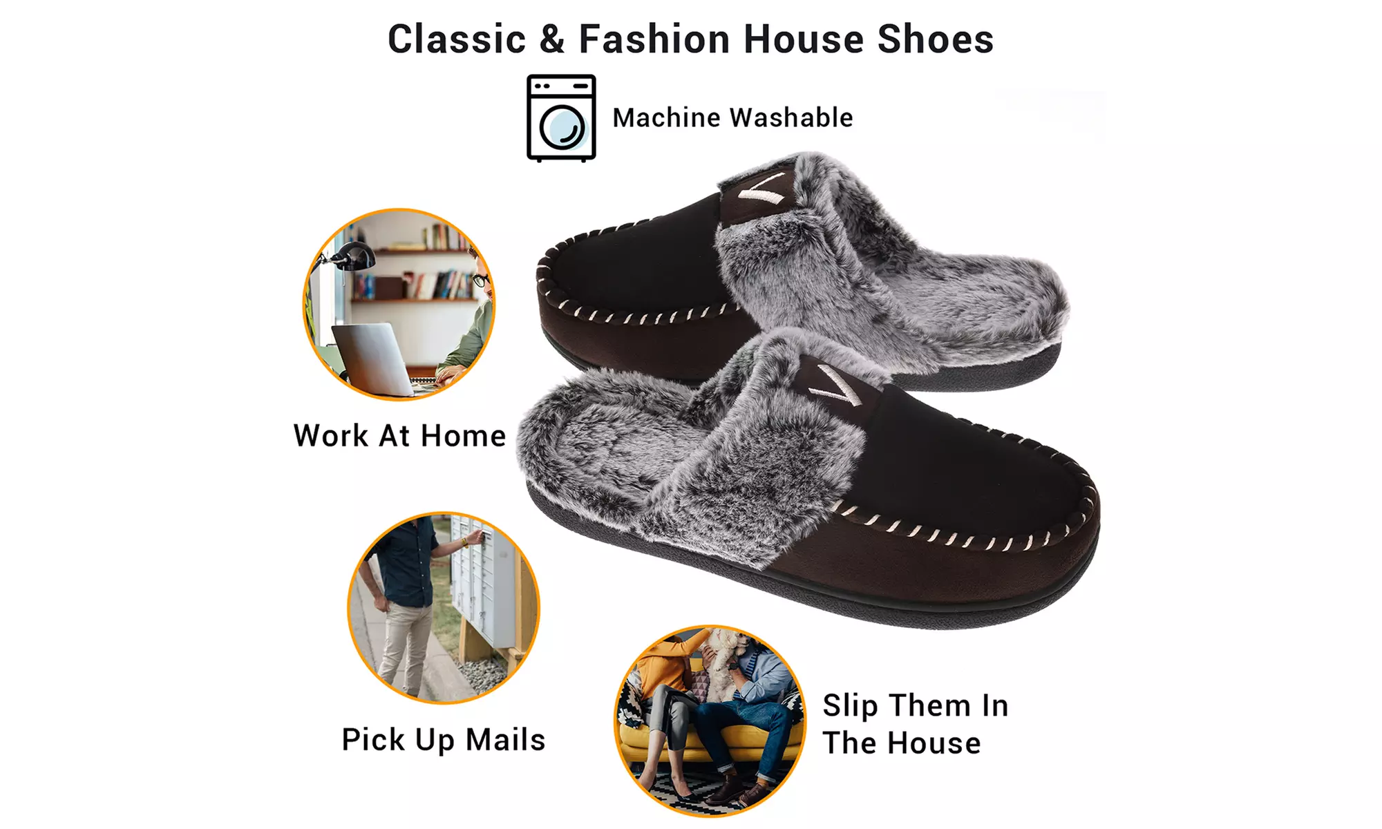 VONMAY Womens Memory Foam Comfy Fuzzy House Slipper Scuff Slip on Moccasin Shoes