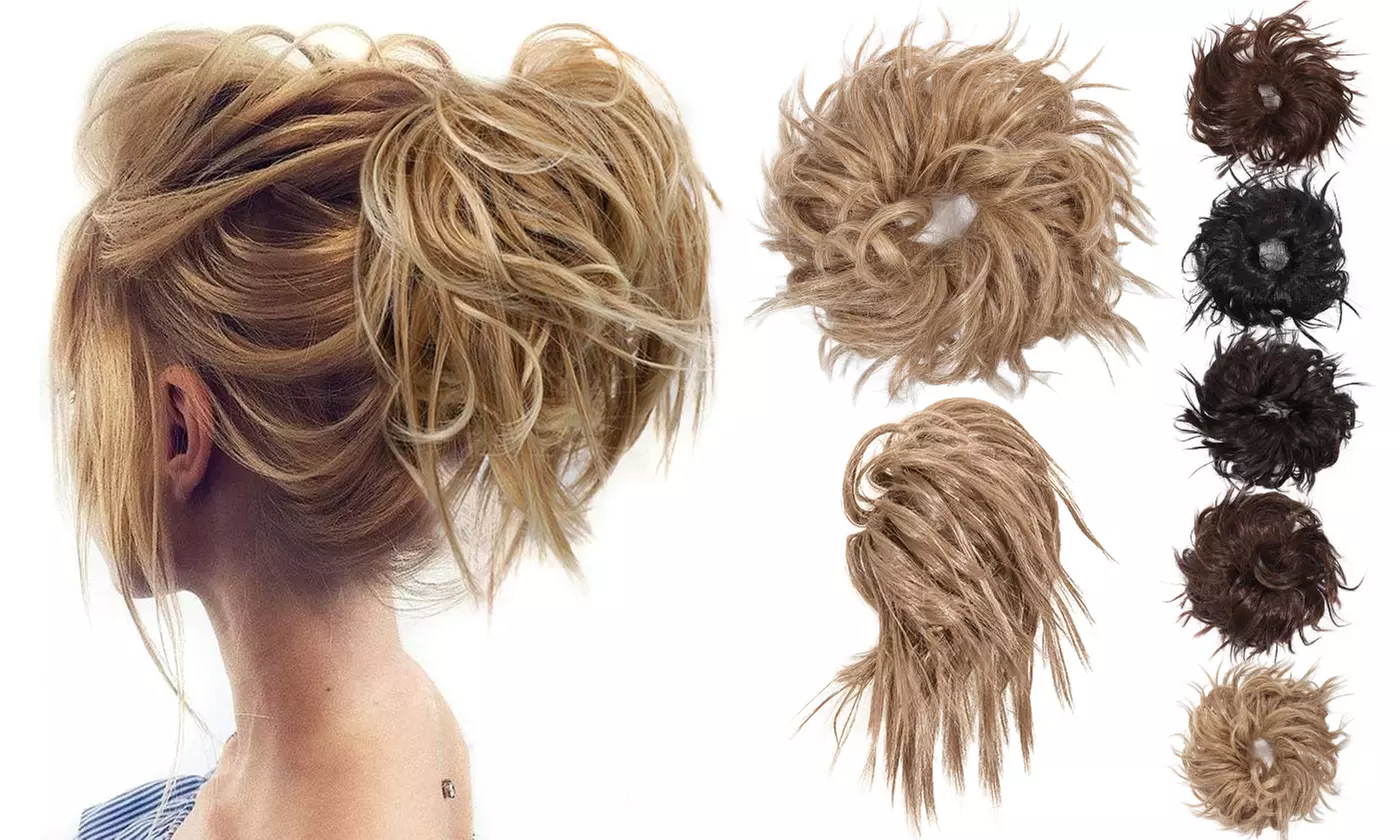 Messy Bun Hairpiece Synthetic Hair Extension Scrunchies Ponytail Wavy Curly - Primary Image