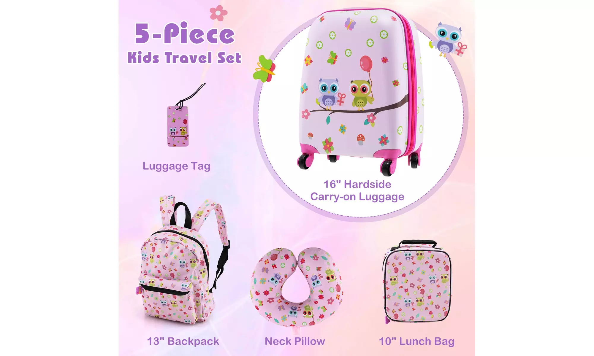 Costway Five-Piece Costway Kids Luggage Set 