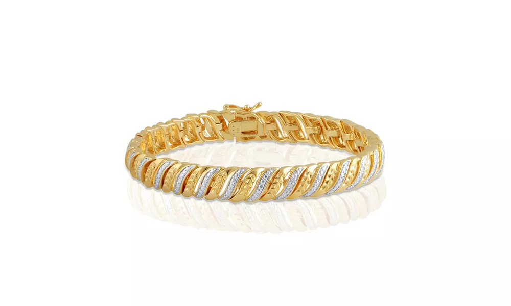 Gold Plated Diamond Accent Double Row Bracelet - KB17613 - Second Medium
