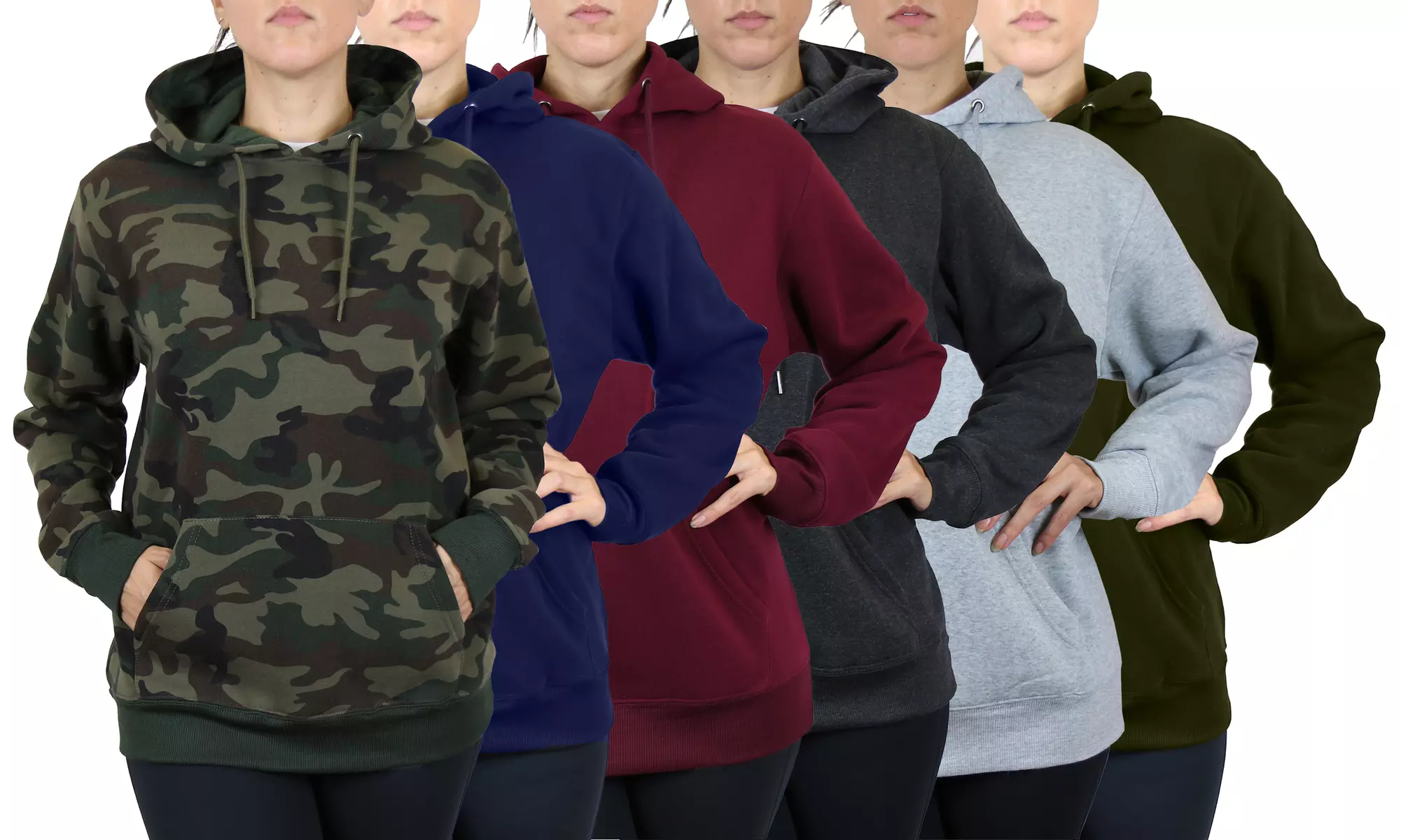 3-Pack Women's Loose-Fit Fleece Pullover Classic Hoodie - Primary Image