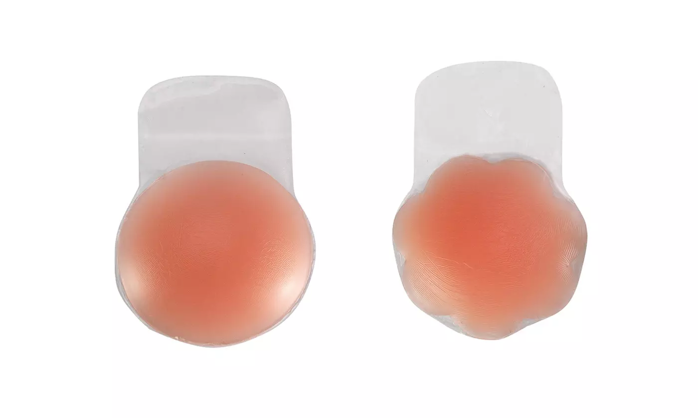 1-2 Pair Nippleless Covers Sticky Silicone Reusable Breast Lift Pasties Bra - Second Medium