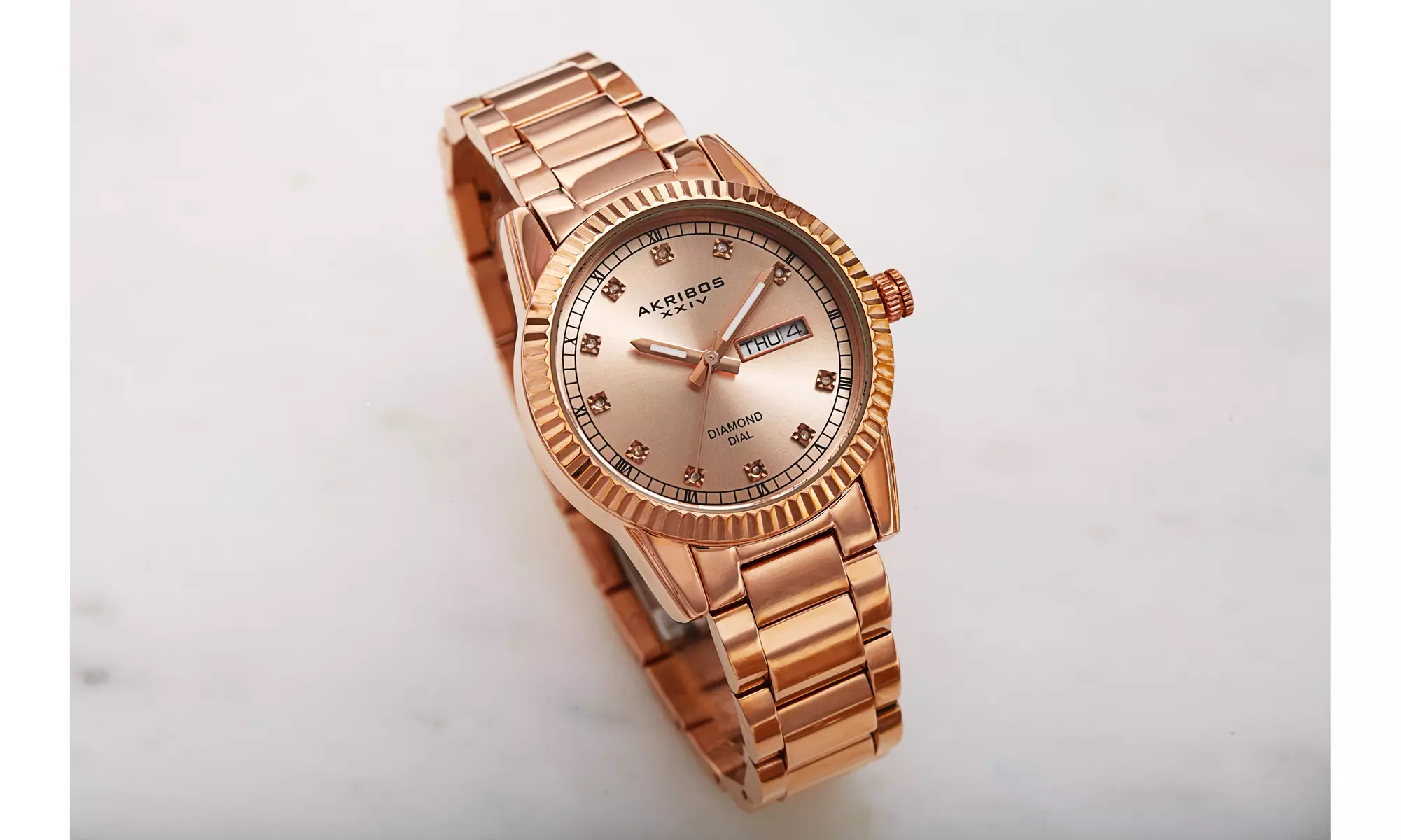 Women's Akribos XXIV AK965 Diamond Dial Stainless Steel Bracelet Watch - Primary Image