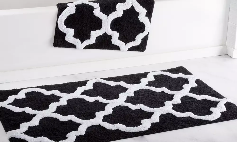 Lavish Home 100% Cotton Trellis Bath Mat Set (2-Piece)