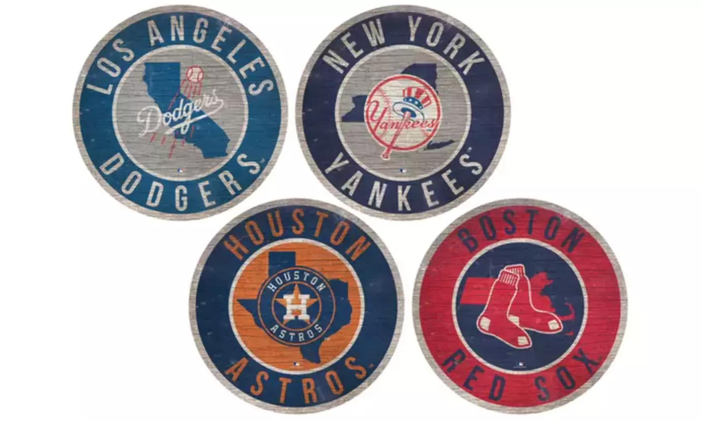 MLB 12" Distressed Circle State Sign  - Primary Image