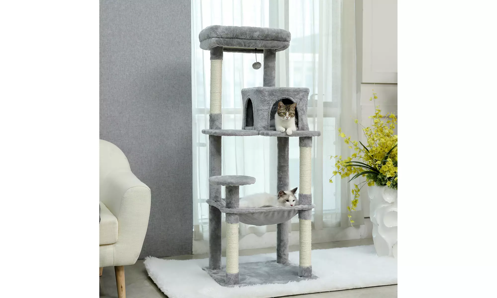 Luxury Cat Tree Cat Tower with Sisal Scratching Post, Cozy Condo, Top Perch