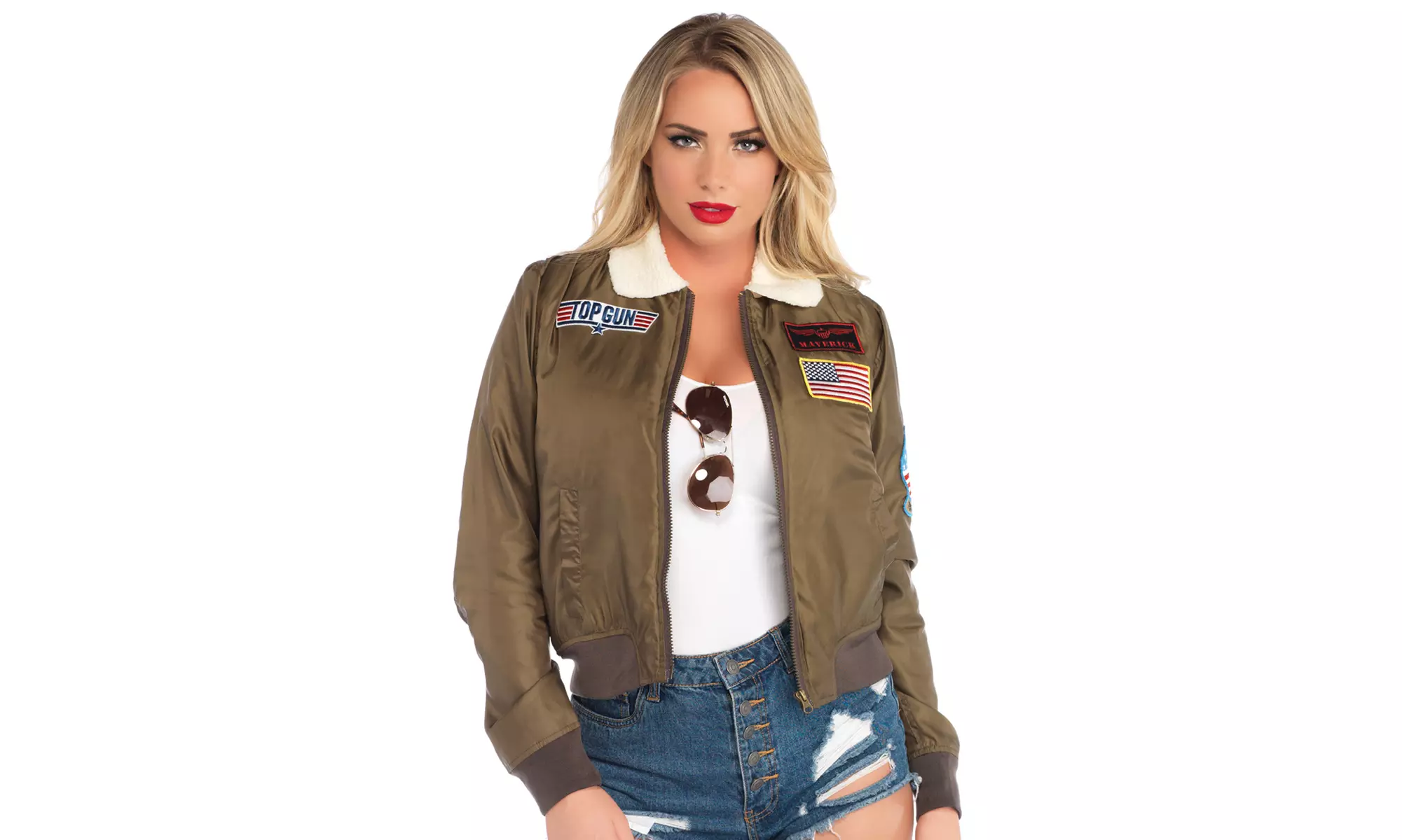 Leg Avenue Women's Top Gun Nylon Bomber Jacket Costume - Primary Image