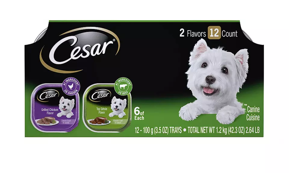  CESAR Gourmet Wet Dog Food Variety Packs, Chicken & Top Sirloin, 12 Trays  - Second Medium