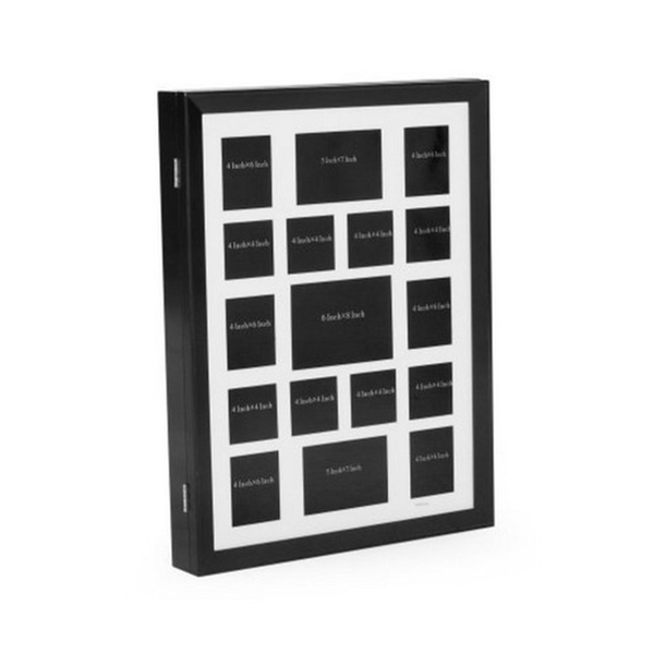 Collage Photo Frame Wooden Wall Locking Jewelry Armoire Expresso
