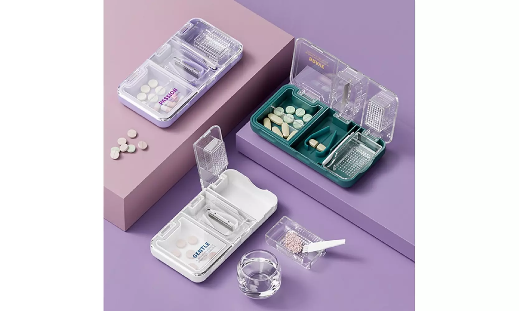 Pill Crusher Cutter Splitter,3 in 1 Multi-Functional Pill Cutter Crusher - Primary Image