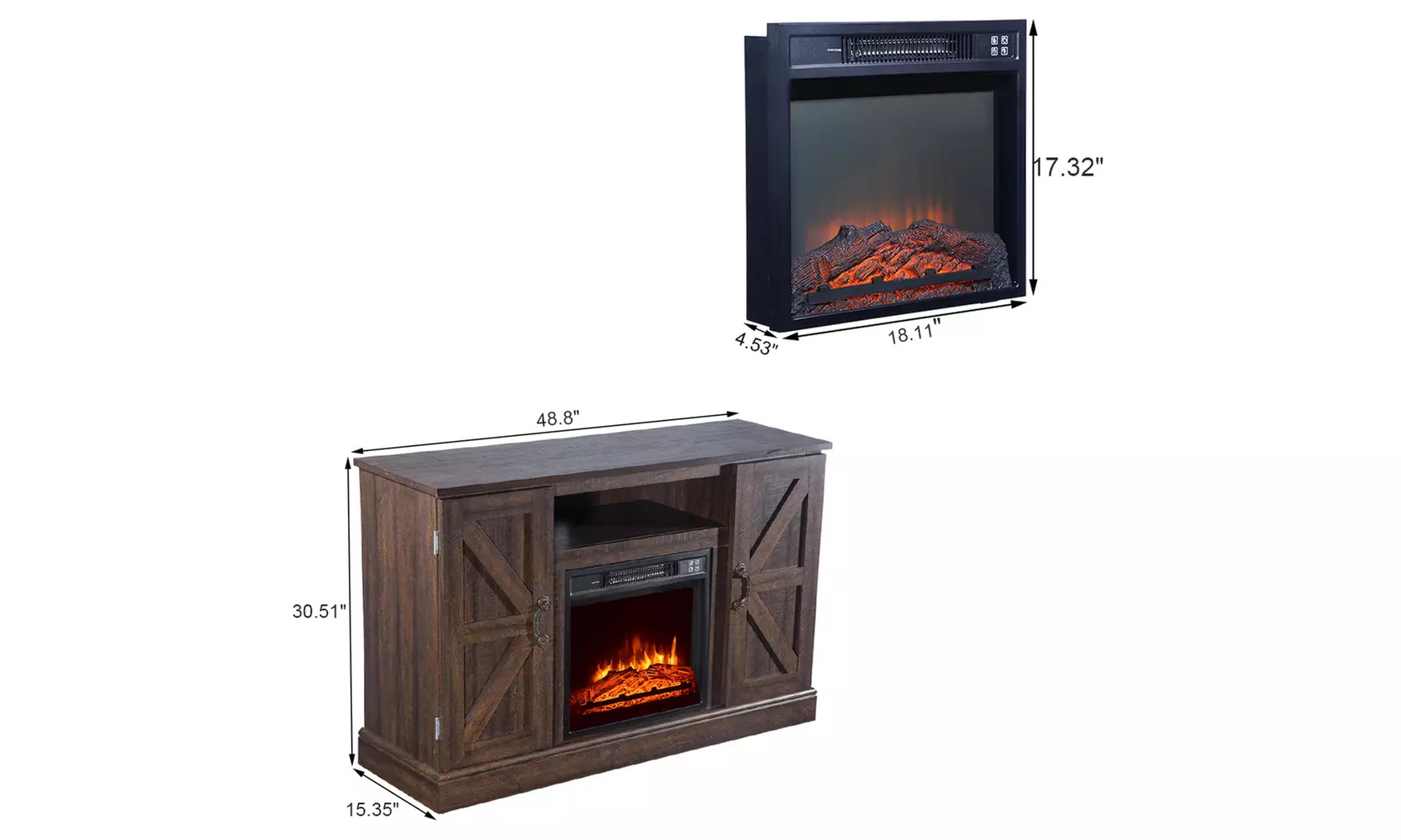  47Inch Electric Fireplace TV Console 1400W Fireplace Stand w/ Remote Control - Second Medium