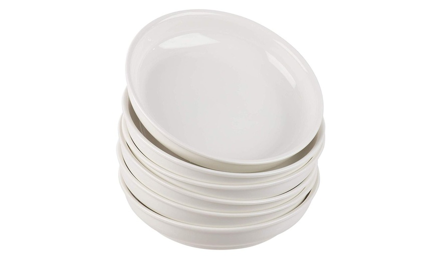 6-Piece Porcelain White Wide Shallow 22oz Serving Bowls for Pasta Salad ...