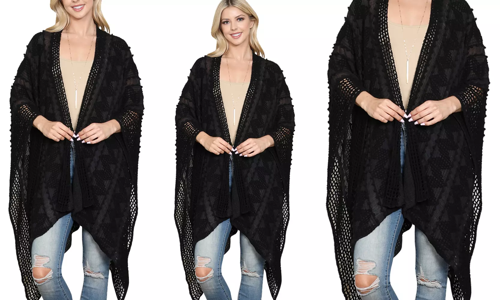 Riah Fashion Pompom Palmer Kimono