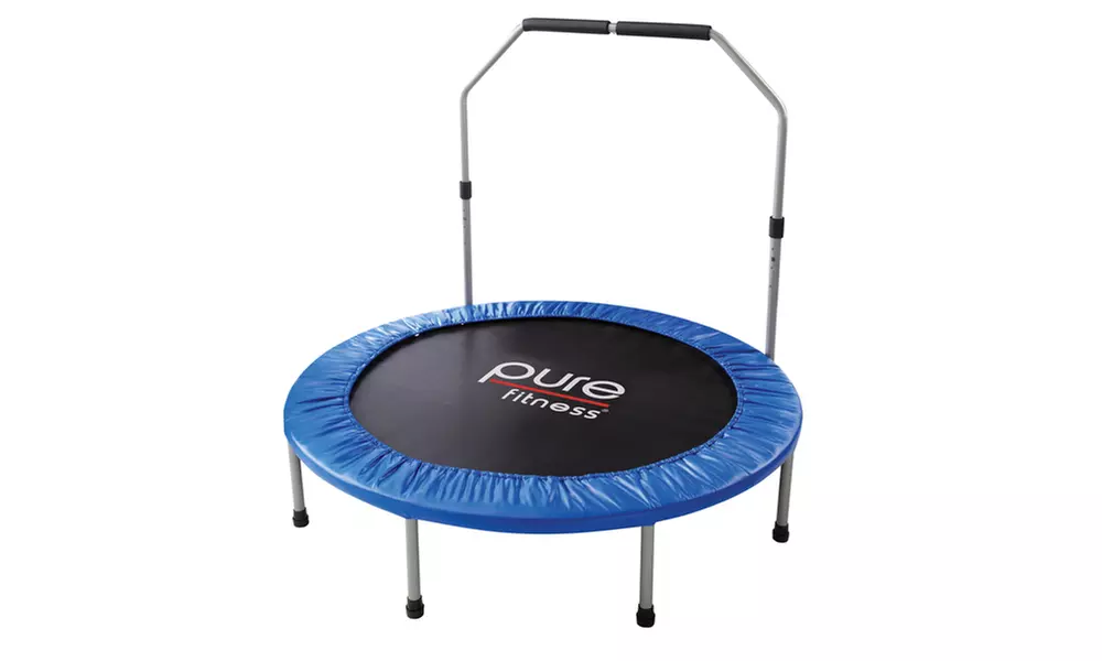 Pure Fitness 48" Mini Rebounder Trampoline with Handrail - Second Medium