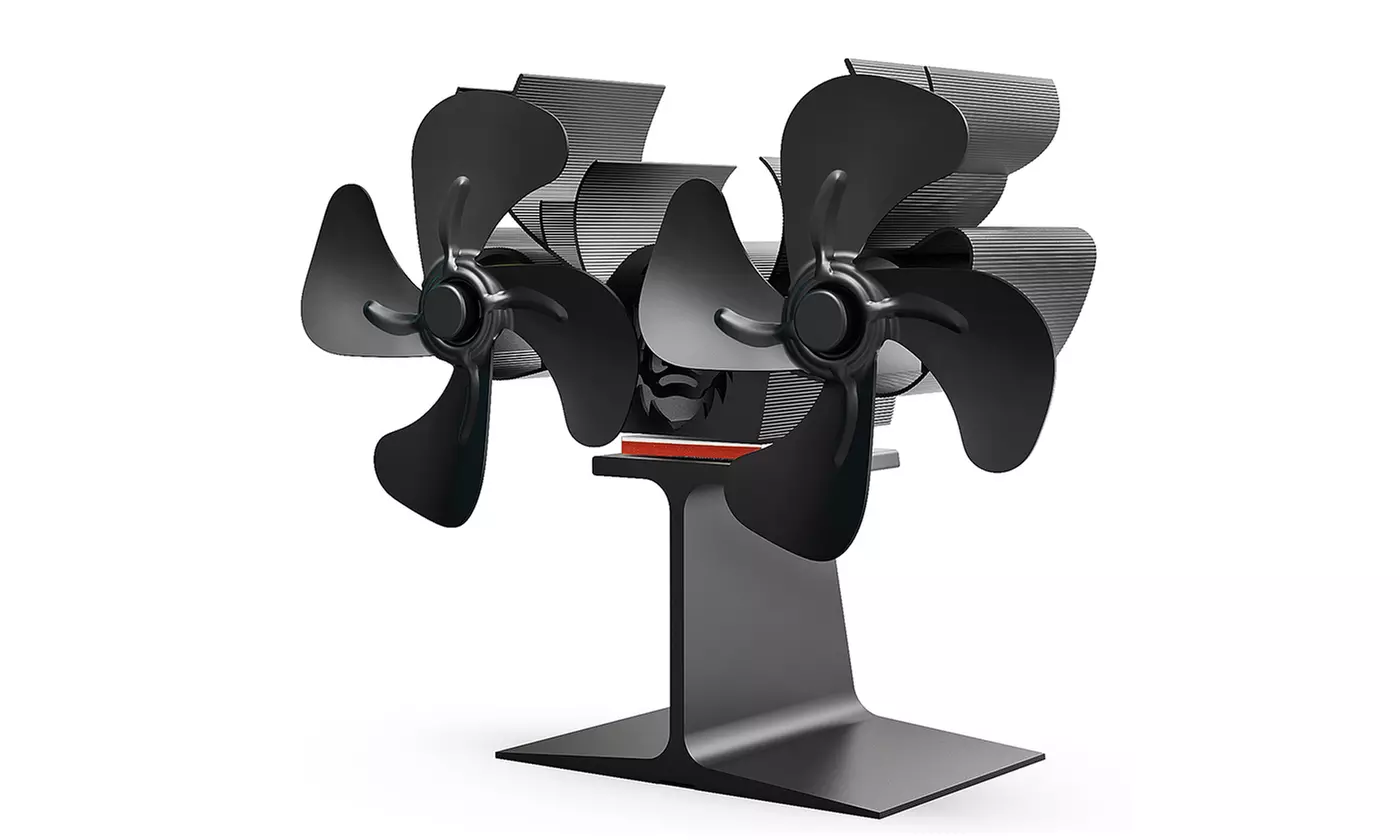iMounTEK 8-Blade Heat Powered Wood Stove Fan Dual-Head Silent Fireplace Fan