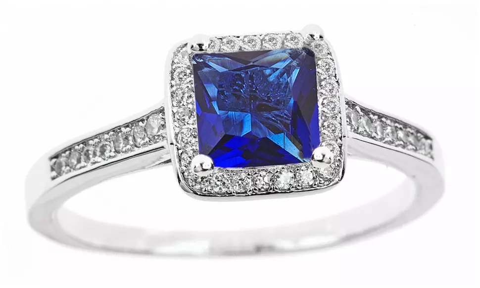 Princess Cut Birthstone Halo Rings By Mina Bloom Size 6-9