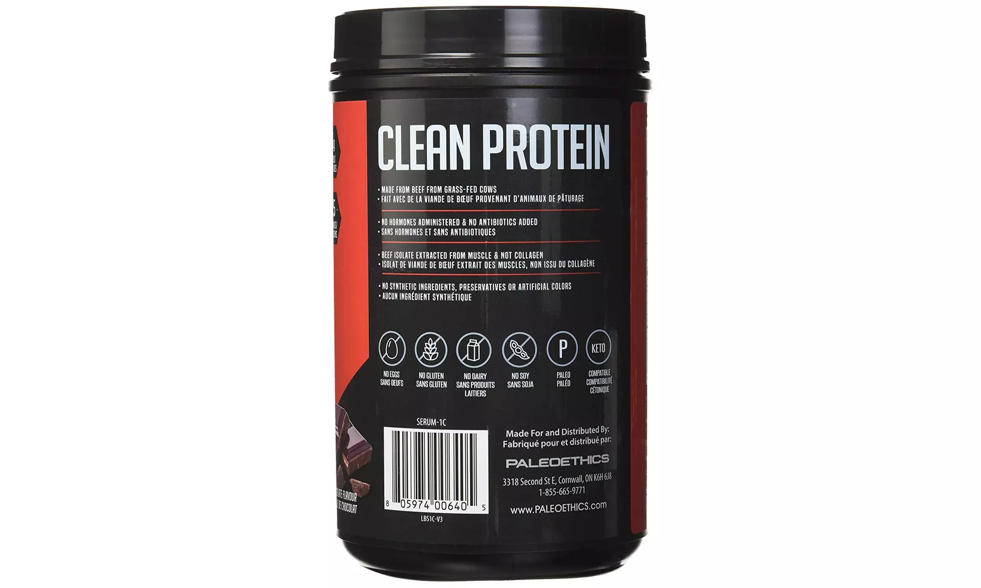 Paleoethics PE Sport Clean Protein, Natural Chocolate, 21.7 Ounce / 25 Servings - Primary Image