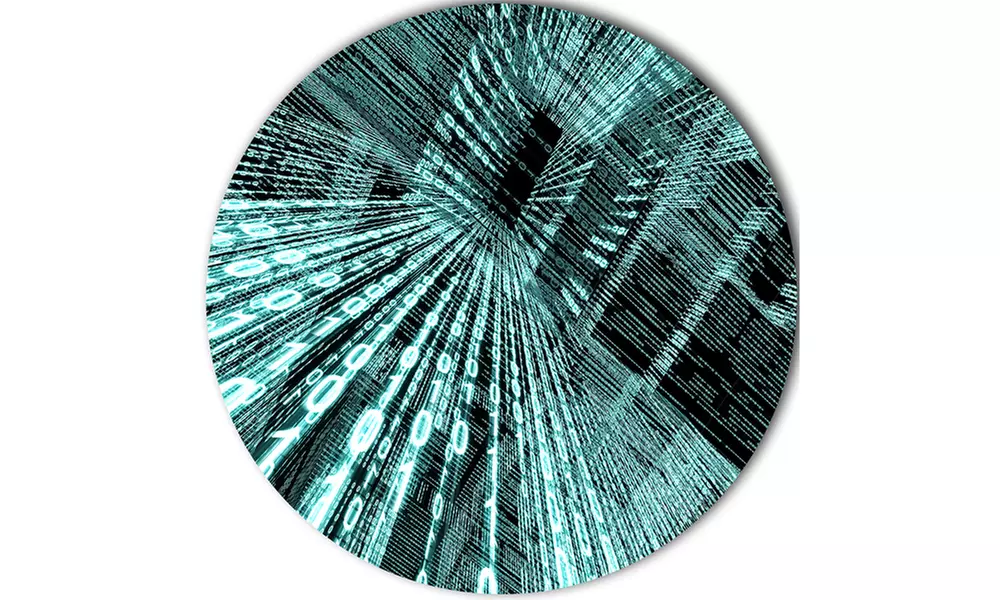 Binary Code' Disc Contemporary Circle Metal Wall Art - Second Medium