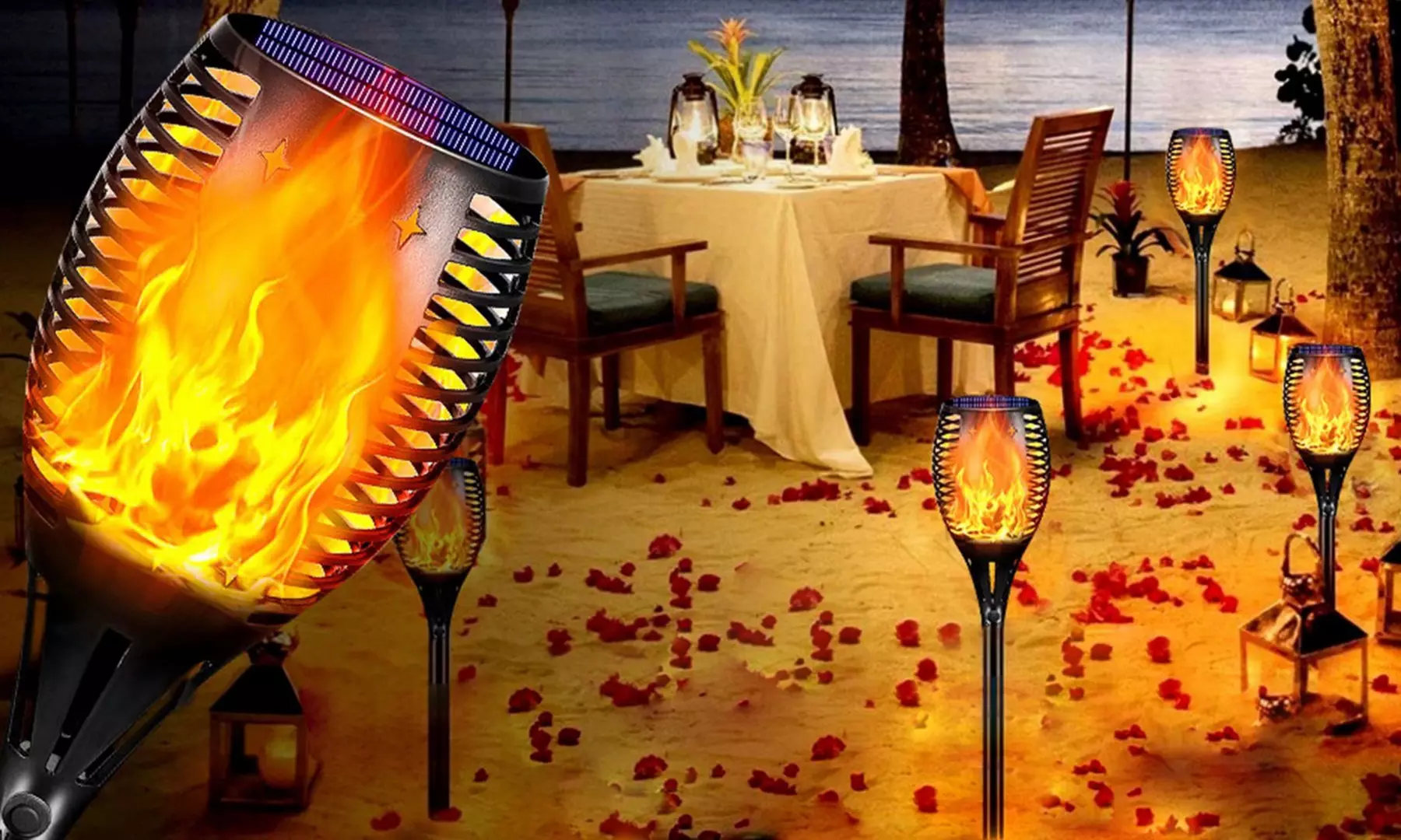 Solar Led Torch Flickering Flame Lights Halloween Lights for Halloween decor - Primary Image