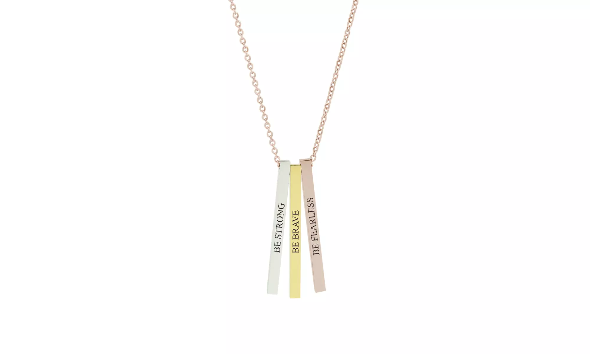 Vintage Triple Bar Inspirational Necklace by Pink Box - Primary Image