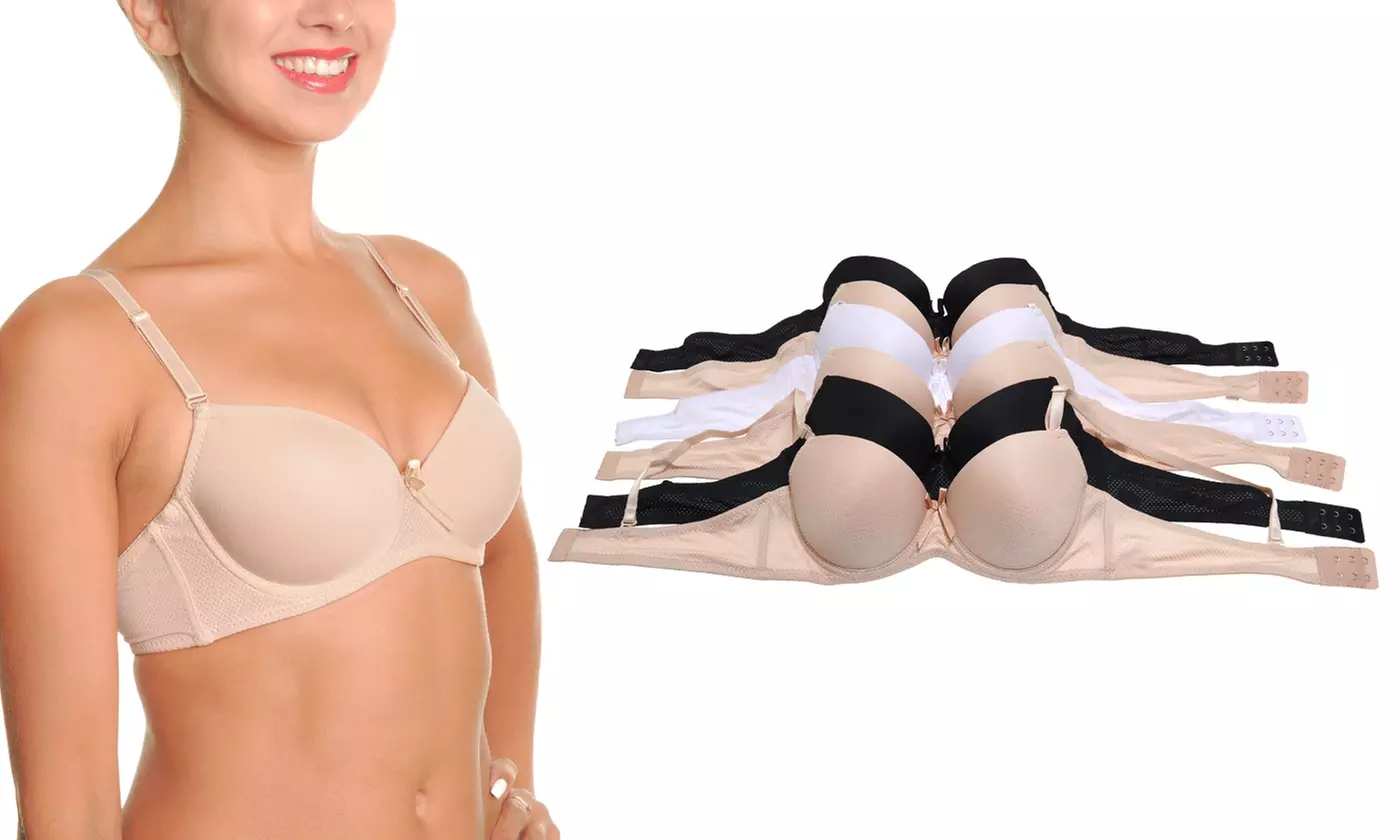 6 Pack Angelina Women's Wired A-Cup Bras with Convertible Straps