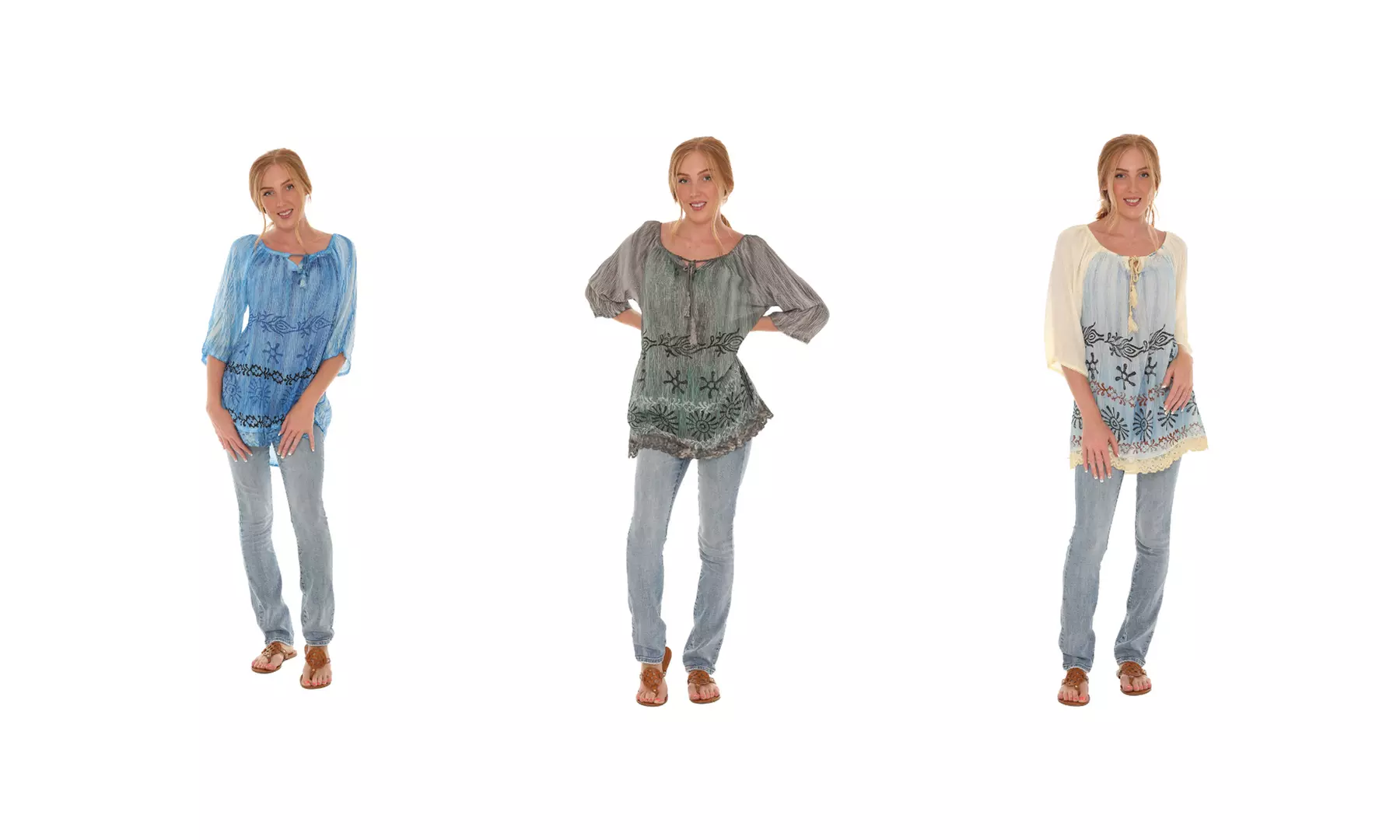 Tie Dye Spring Tunics 3/4 Sleeve - Primary Image