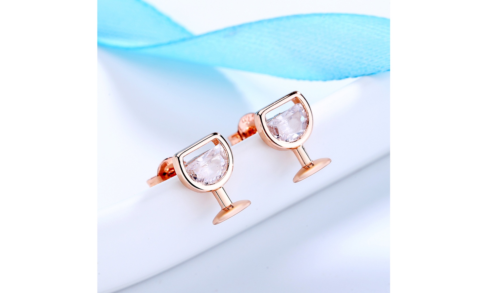 Sterling Silver Wine Glasses Earrings with crystals from Swarovski