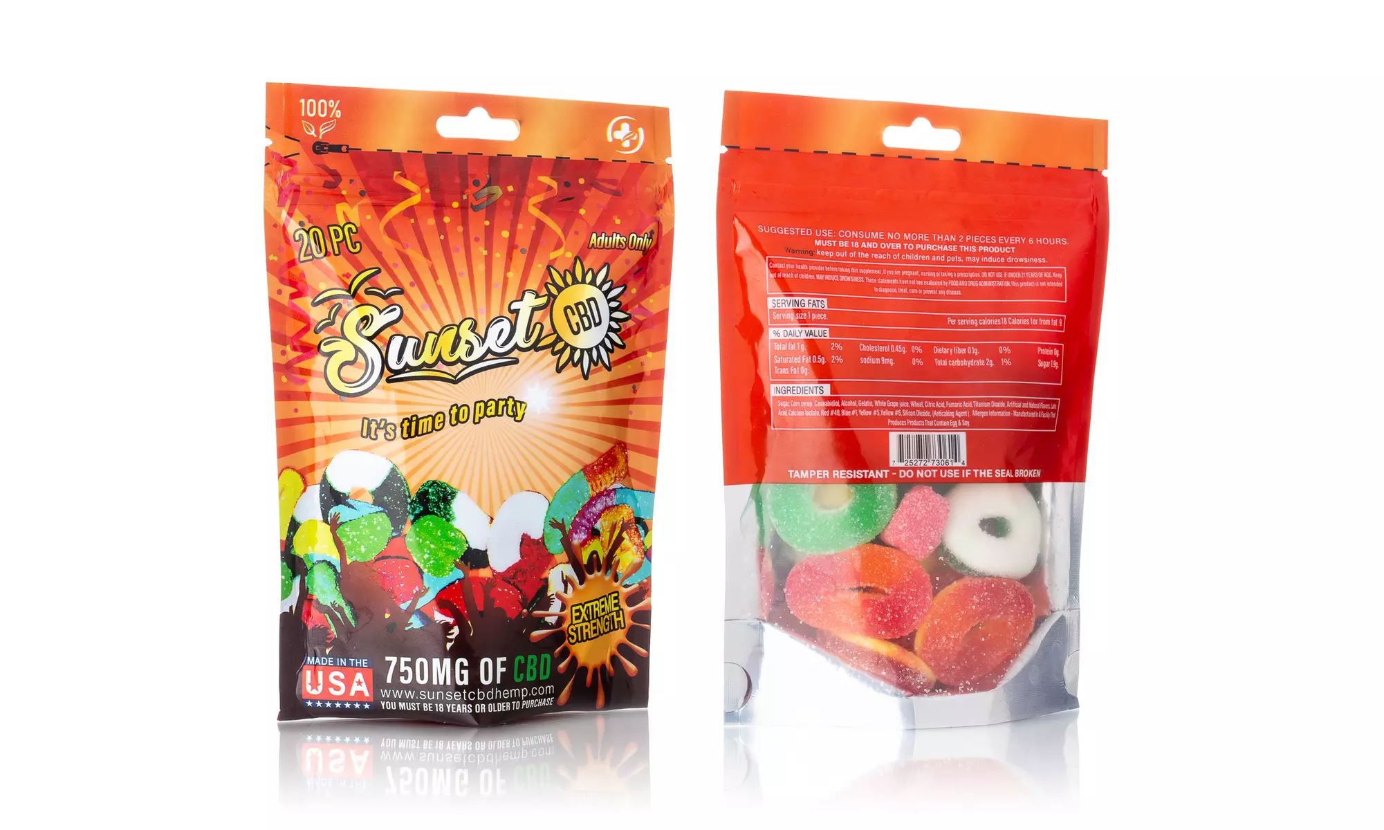 Organic CBD-Infused 750mg Gummies (1- or 2-Pack) from Sunset CBD - Primary Image