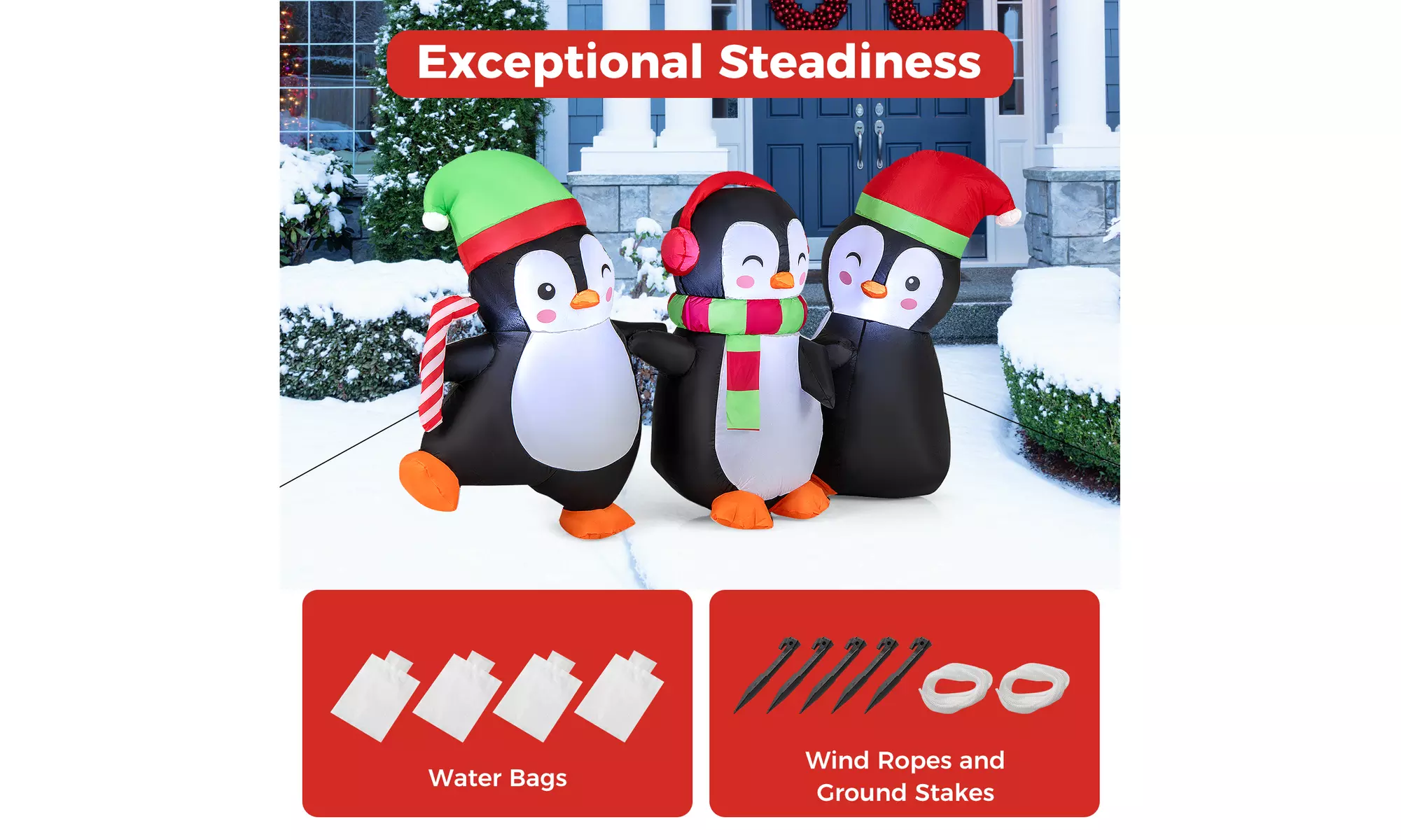 Costway Inflatable Christmas Santa Claus Helicopter Snowman Penguin Lights