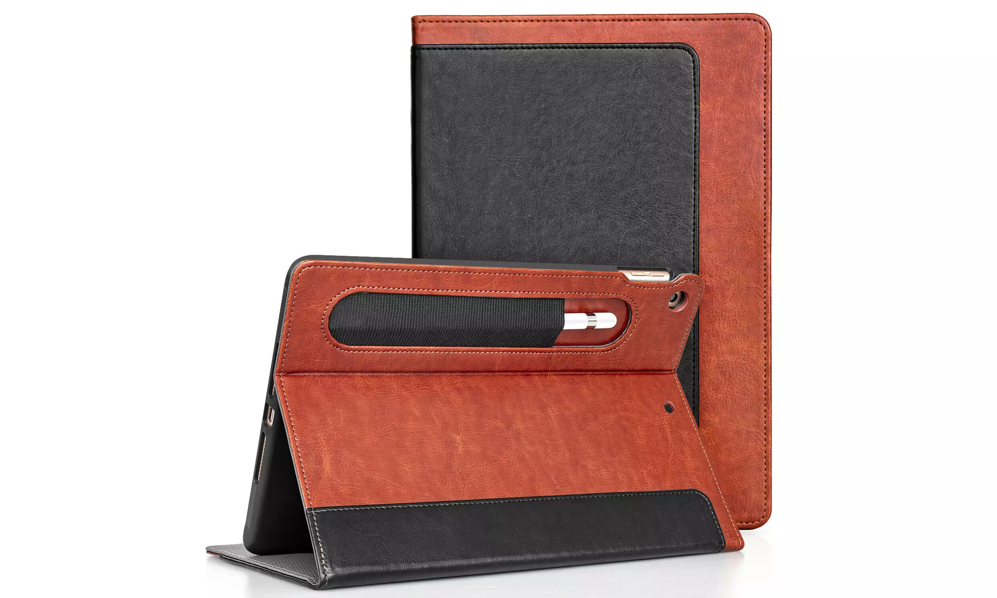 JETech Case for Apple iPad 10.2-Inch (9/8/7 Gen) with Pencil Holder Black/Brown