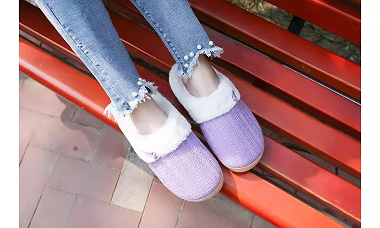 NineCiFun Women's Slip on Fuzzy Slippers Outdoor House Slippers Fur Lined - Second Medium